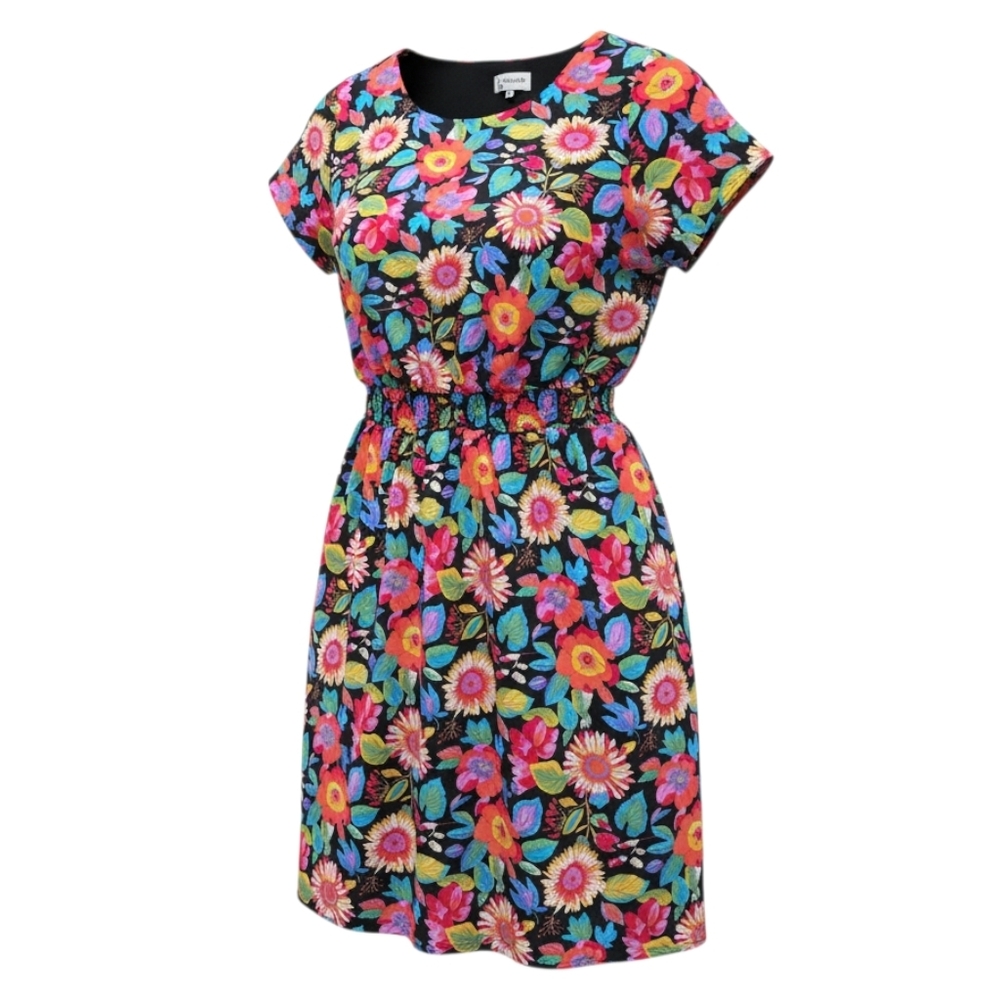 Minueto Floral Smocked Waist Dress Pink Print Spanish Day Casual Easy Medium